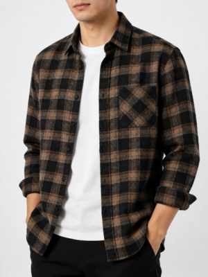 Men??s Vintage Plaid Flannel Shirt Jacket
