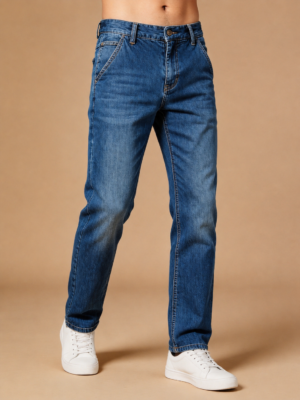 Men??s Classic Blue Straight Fit Denim Jeans