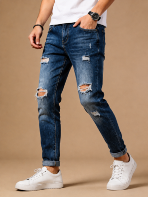 Men??s Distressed Skinny Fit Ripped Jeans